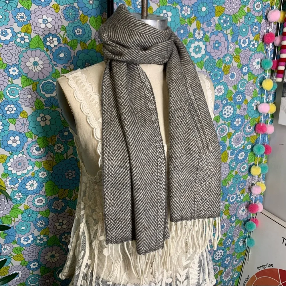 Vintage Christian Dior Monsieur Lambswool Fringed Scarf